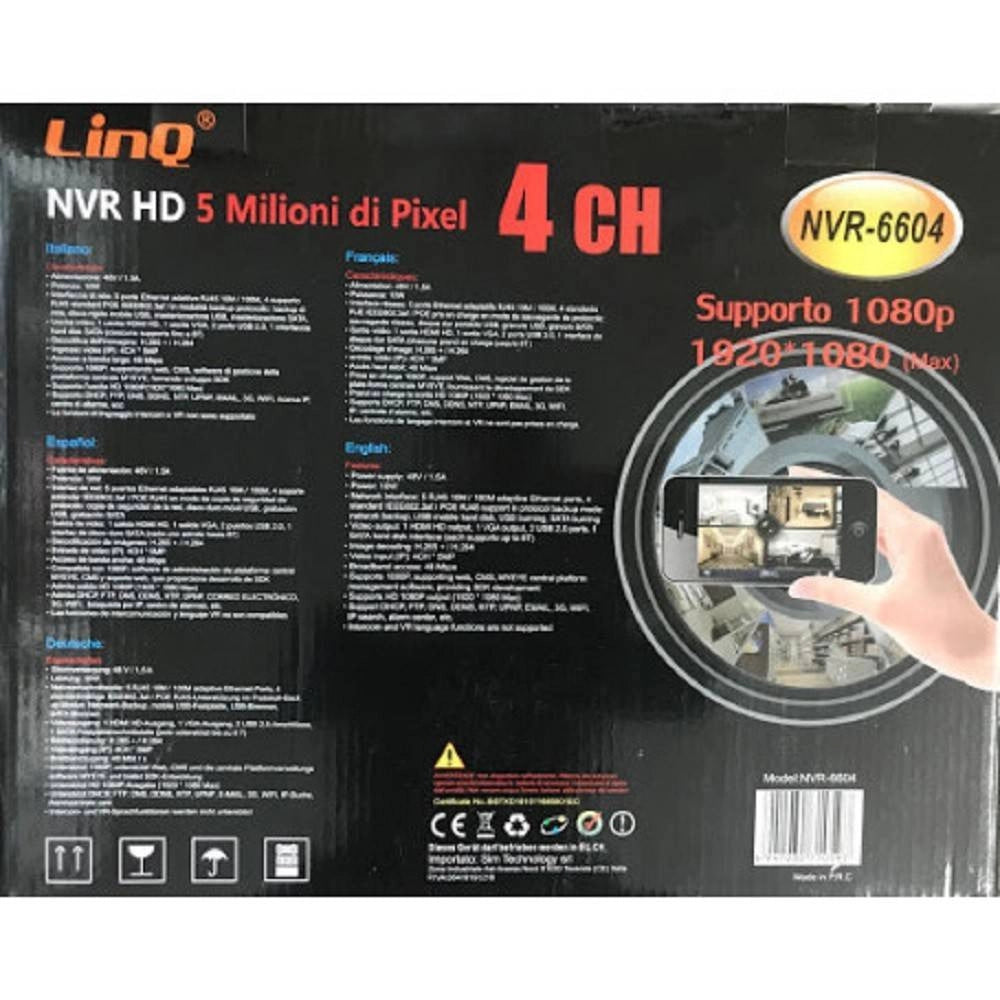 Trade Shop - Nvr 4ch Canali Registratore Rec&live Full Hd 1080p Wifi H.264 H.265 P2p Nvr-6604 -