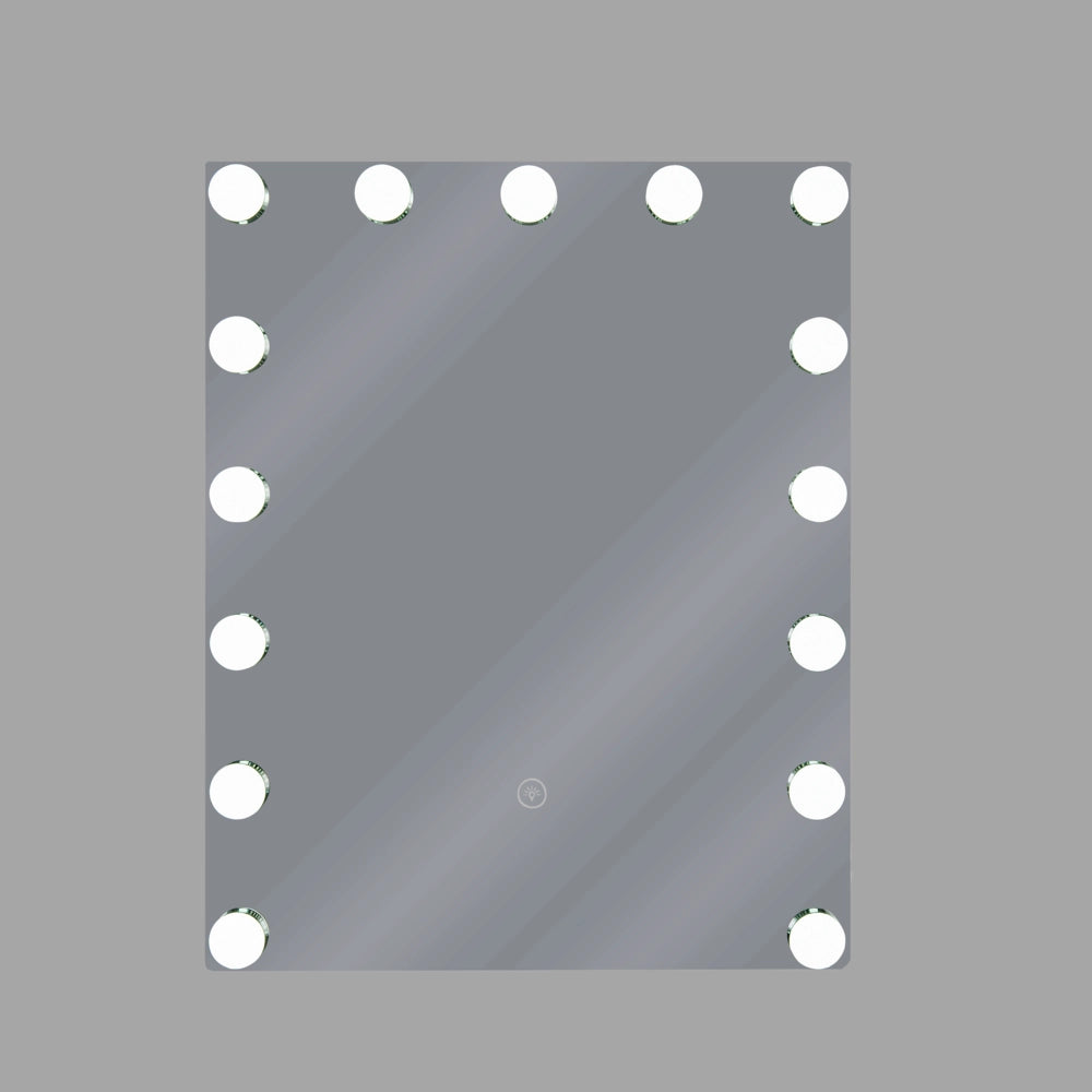 Specchio da toeletta da parete con LED Bianco 40 x 50 cm Tavolo da toeletta rettangolare illuminato con lampadine Hollywood