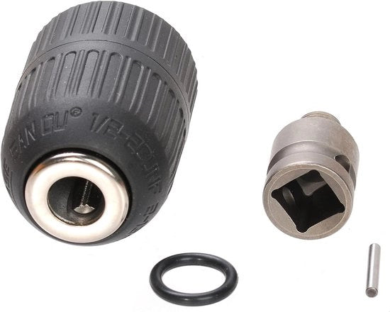 Adattatore per chiave a 4 facce senza chiave, socket 1/2 pollici, convertitore di cambio rapido, montaggio a vite 1/2-20UNF, regolazione 0,08-0,5 pollici (2-13 mm)