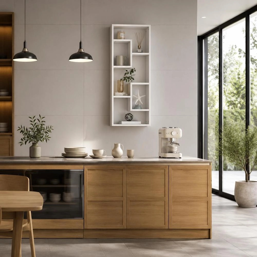 Wall Shelf White 36x16x90 Cm Wood Composite
