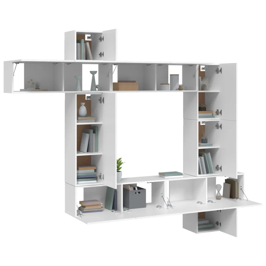 Set Mobili Porta TV 9 pz Bianco in Legno Multistrato 3114654