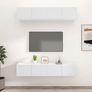 Mobili TV 4 pz Bianchi 80x30x30 cm in Legno Multistrato 3114182
