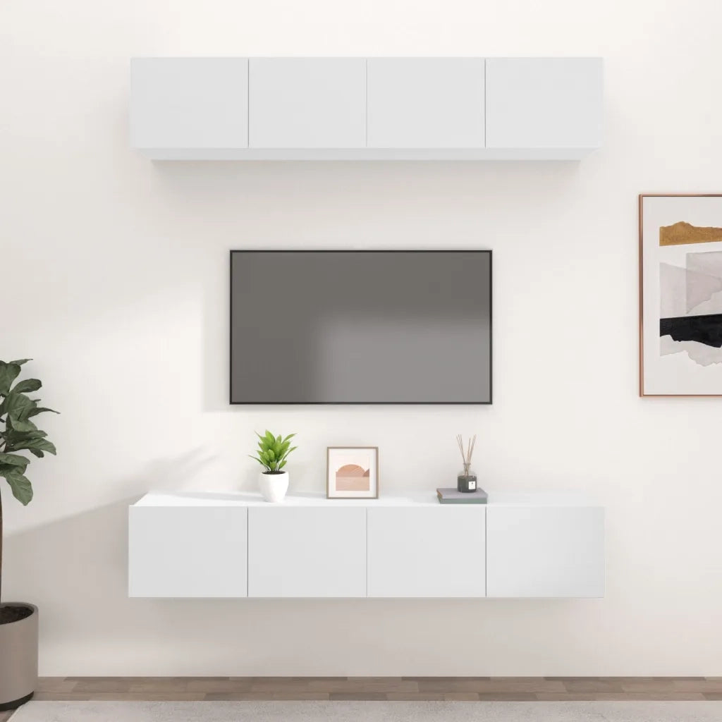 Mobili TV 4 pz Bianchi 80x30x30 cm in Legno Multistrato 3114182