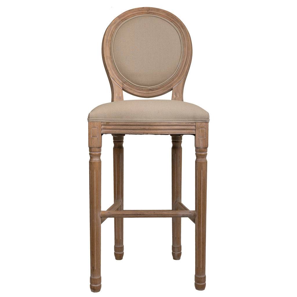 Sgabello in legno imbottito marrone 48x42x76/121h
