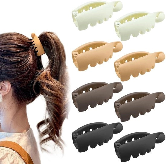 Set di 8 clip capelli a forma di banana, clip a coda di cavallo a spirale, clip capelli robuste a forma di fiore di loto, clip capelli sottili, accessori per donne