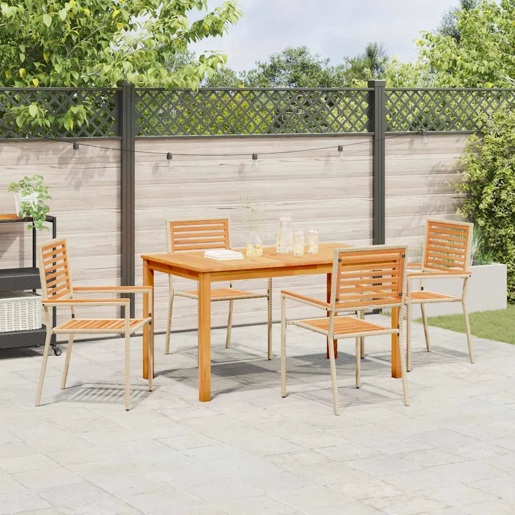 Set da Pranzo per Giardino 5 pcs Beige Legno di Acacia Massello 3365537