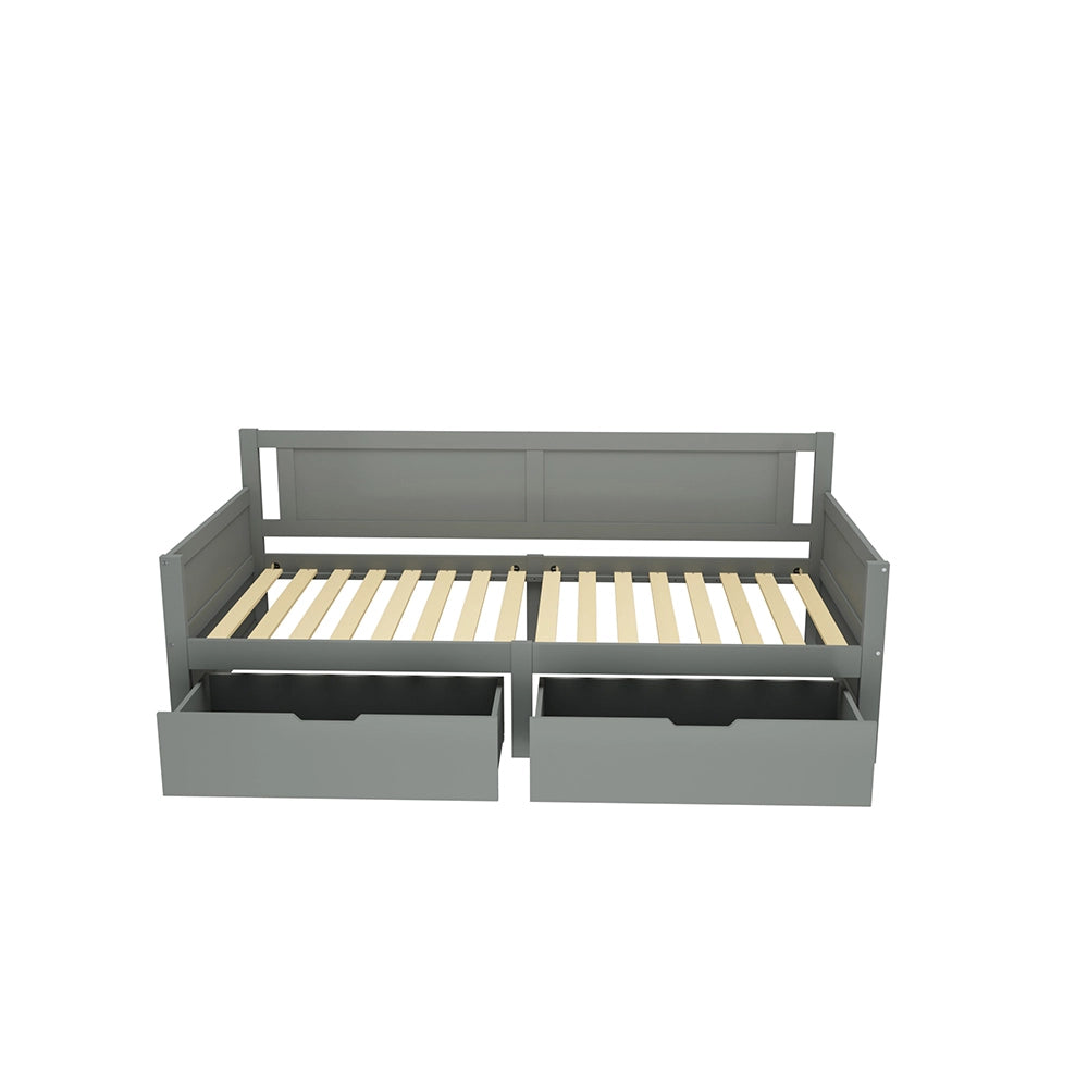 Letto a sedia singolo - Xylo - 90x200 cm - Grigio - Due scomparti di archiviazione