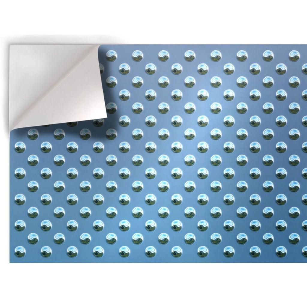 Lastra metallica blu con sfere - Pellicola adesiva in PVC finitura opaca Misura: 100x200 cm