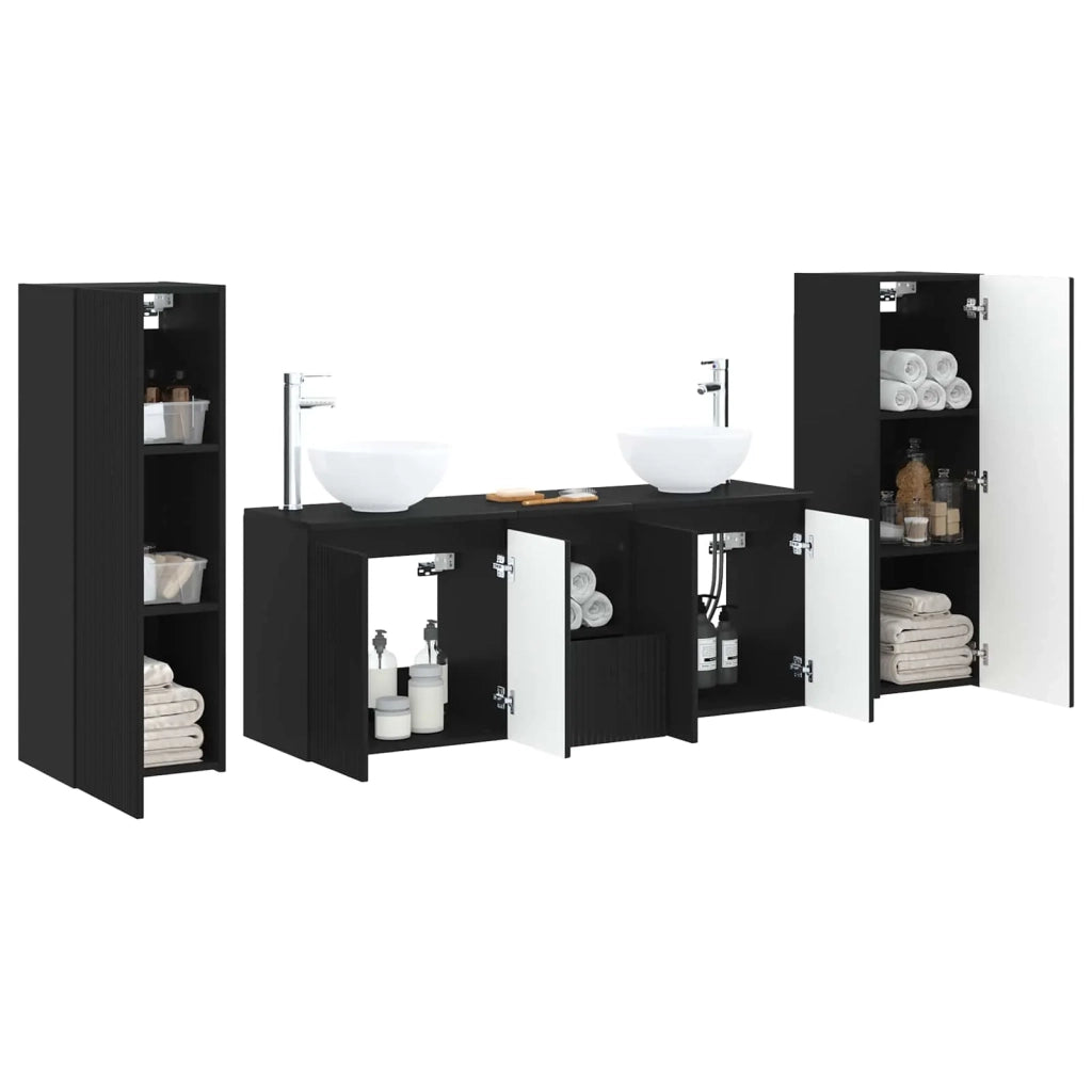 Set di mobili per il bagno 5 pz Nero 33 x 34,5 x 100 cm 3405984