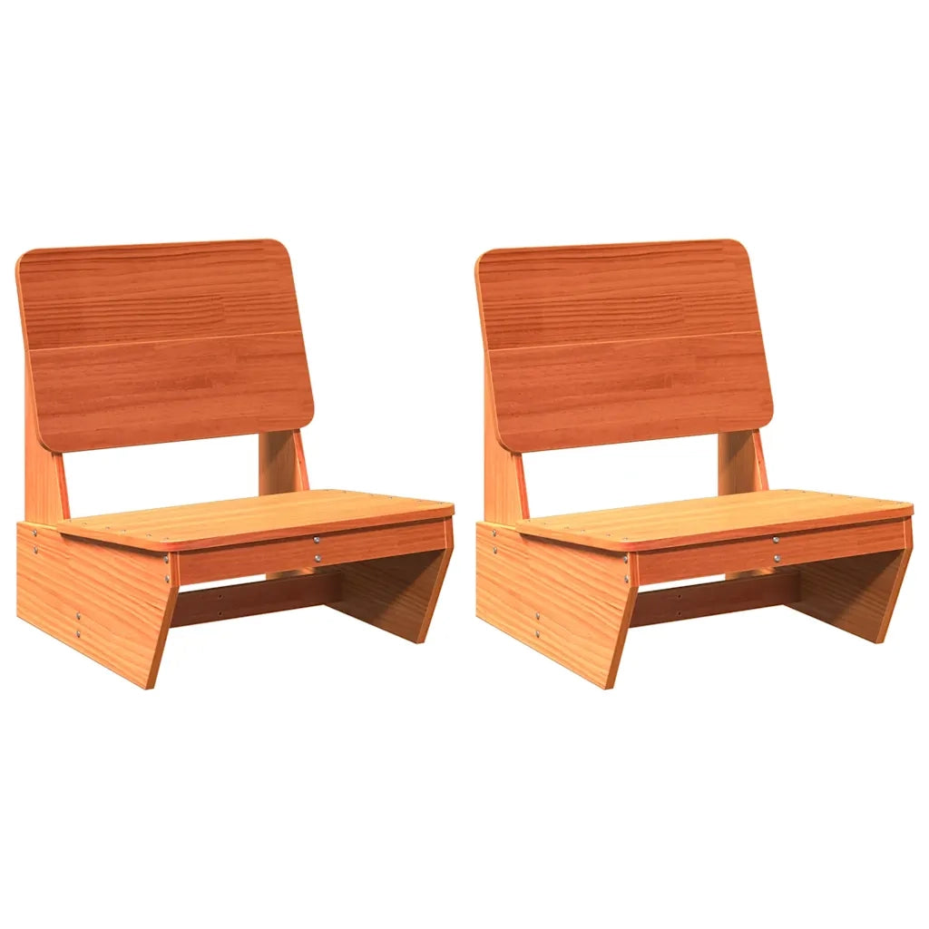 Sedie da Giardino 2 pz Cera Marrone Legno Massello di Pino