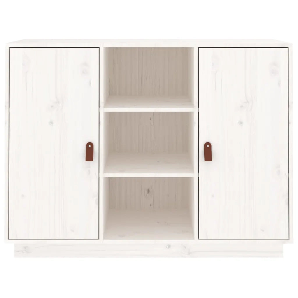 Credenza Bianca 100x40x75 cm in Legno Massello di Pino