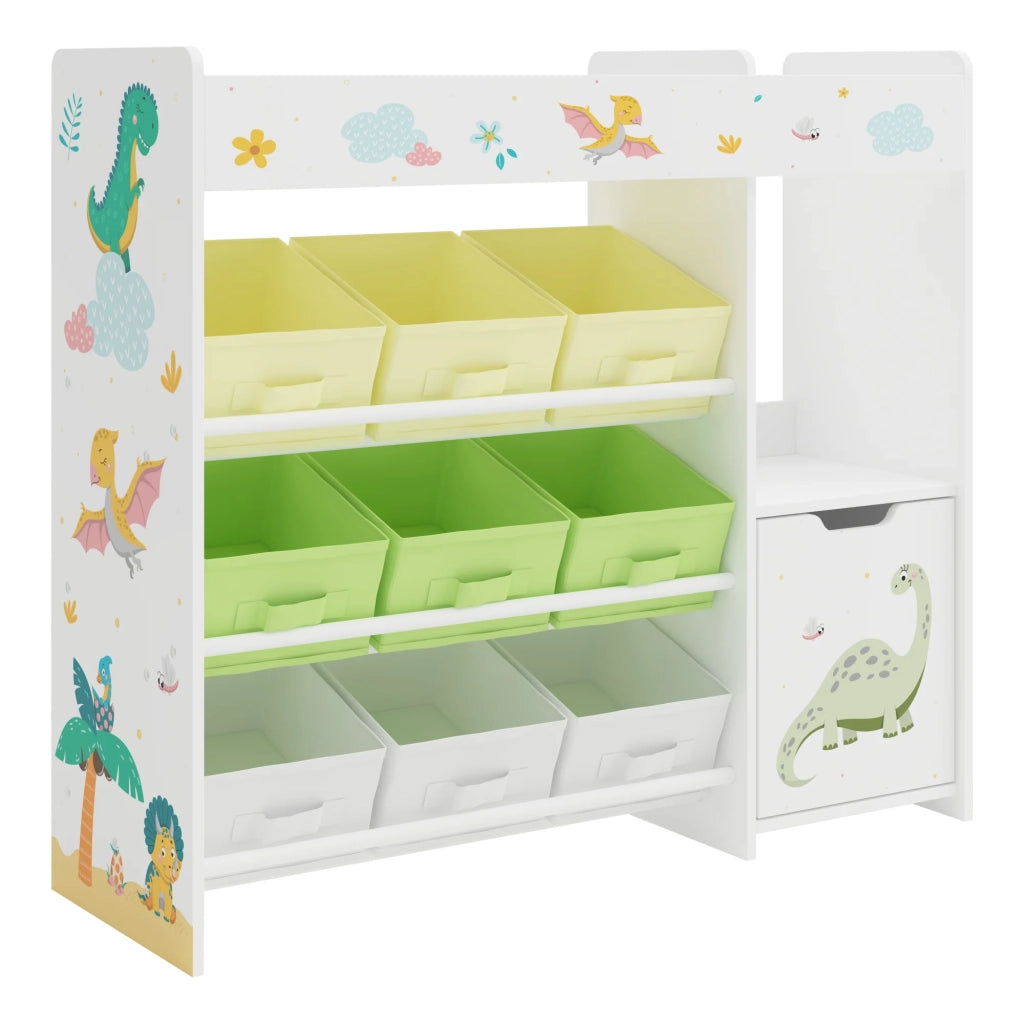 Scaffale dal design senza tempo per soggiorno camera da letto mobiletto per bambini con motivo a dinosauri 80 x 90 x 30 cm bianco 03_0011220