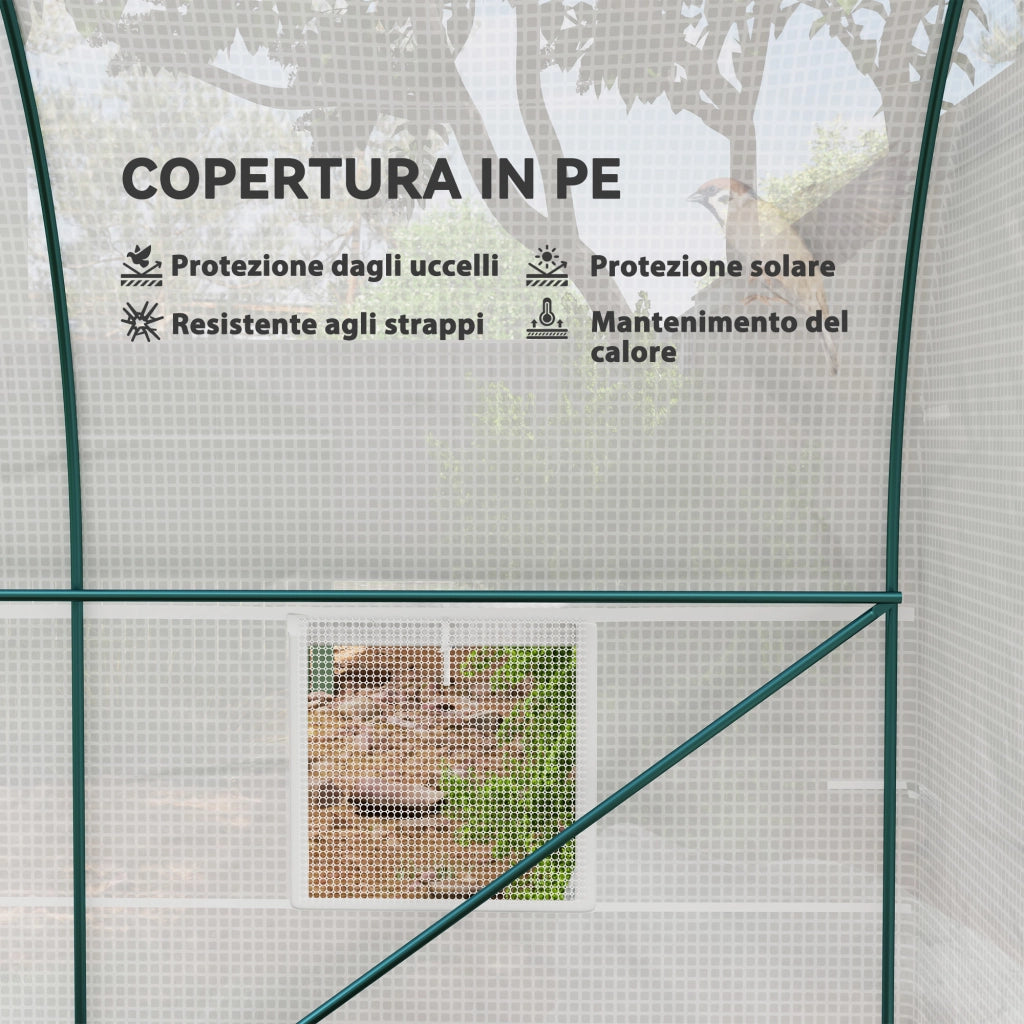 Serra da Giardino a Tunnel 2,5x2x2 m con Telaio in Acciaio e 4 Finestre in PE Bianco