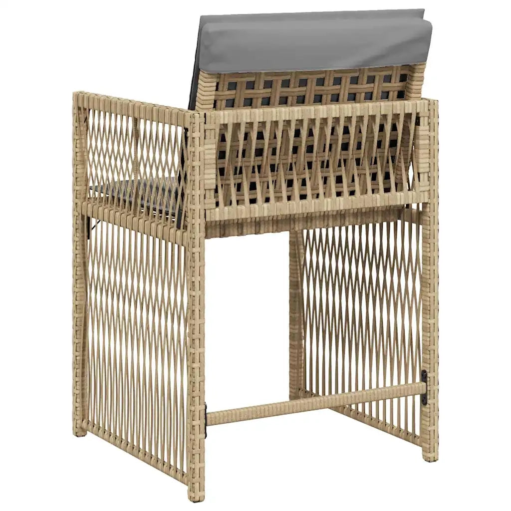 Sedie da Giardino con Cuscini 4 pz | Sedie da Esterno Beige Misto in Polyrattan