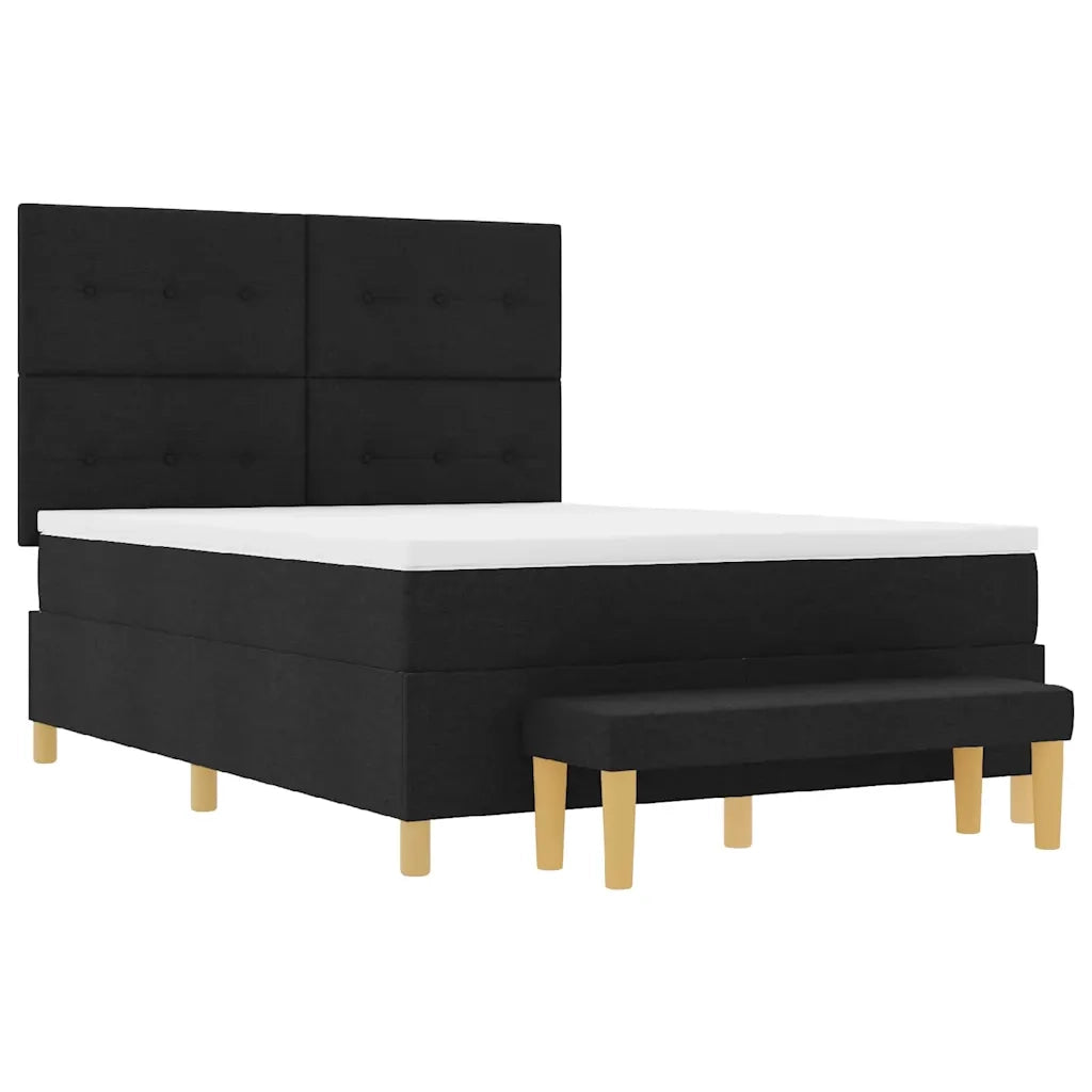 Letto a molle con materasso Nero 140 x 190 cm Tessuto