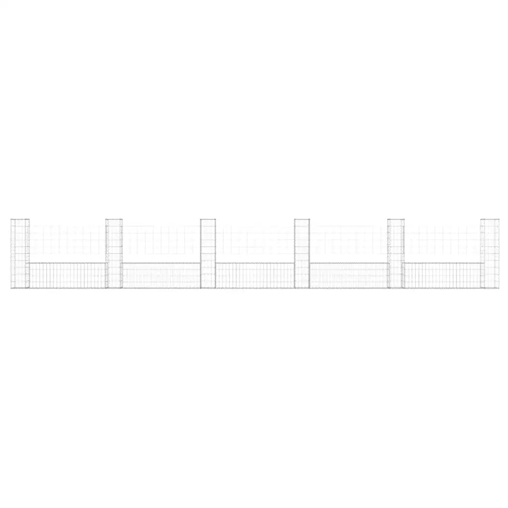 Cesto Gabbione a U con 6 Pali in Ferro 620x20x100 cm 151279