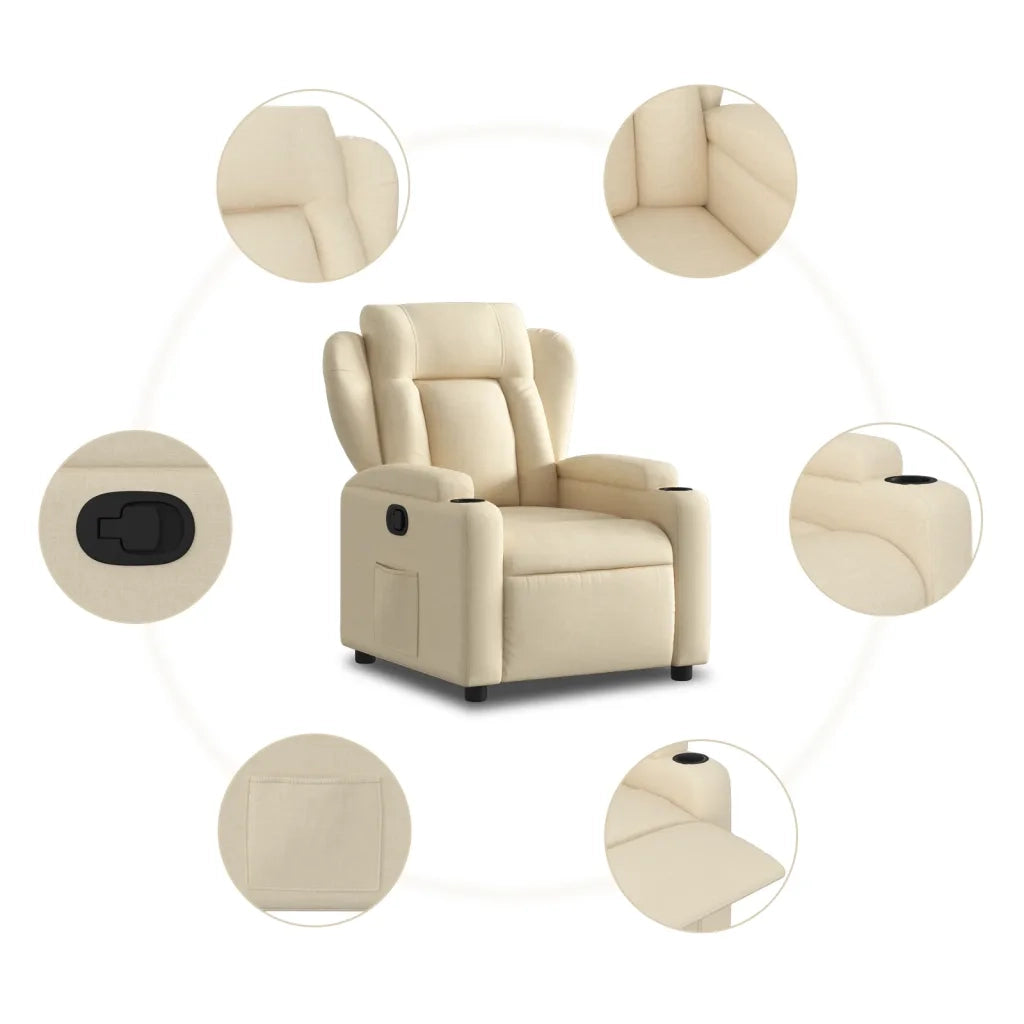 Divano Sedia-Poltrona reclinabile in tessuto color crema 918244