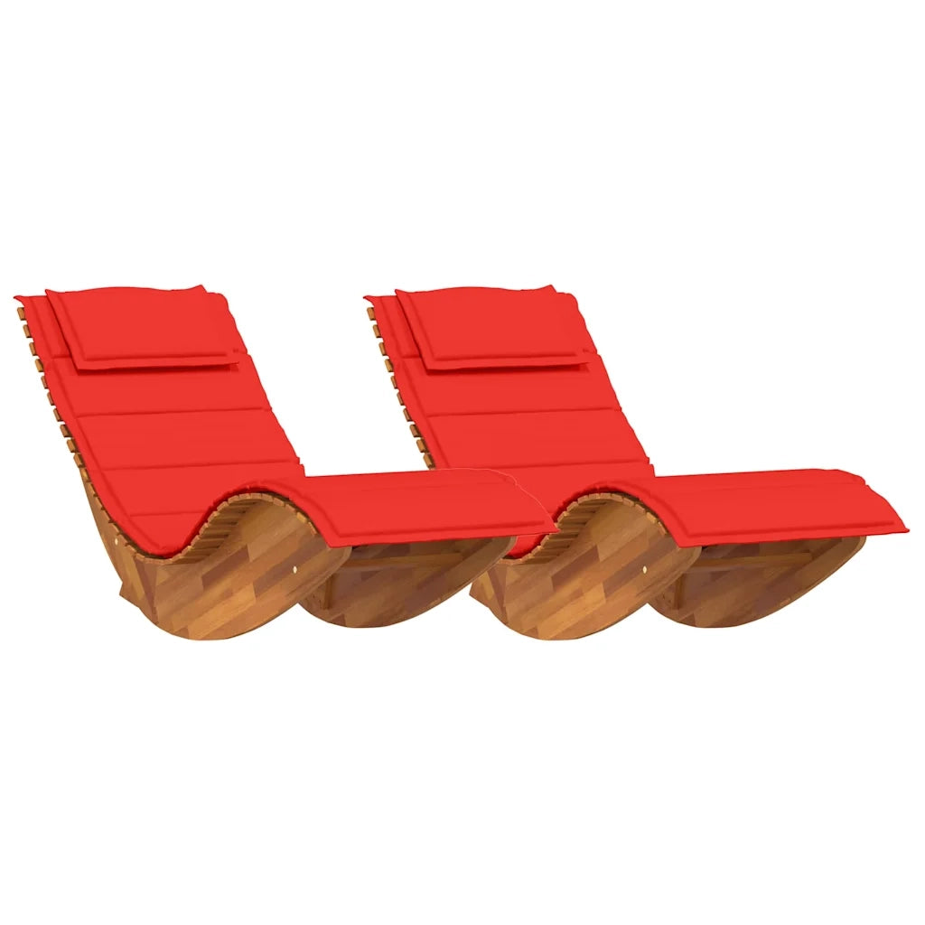 Lettino da sole 2 pcs Marrone Legno di Acacia Massello 3329138