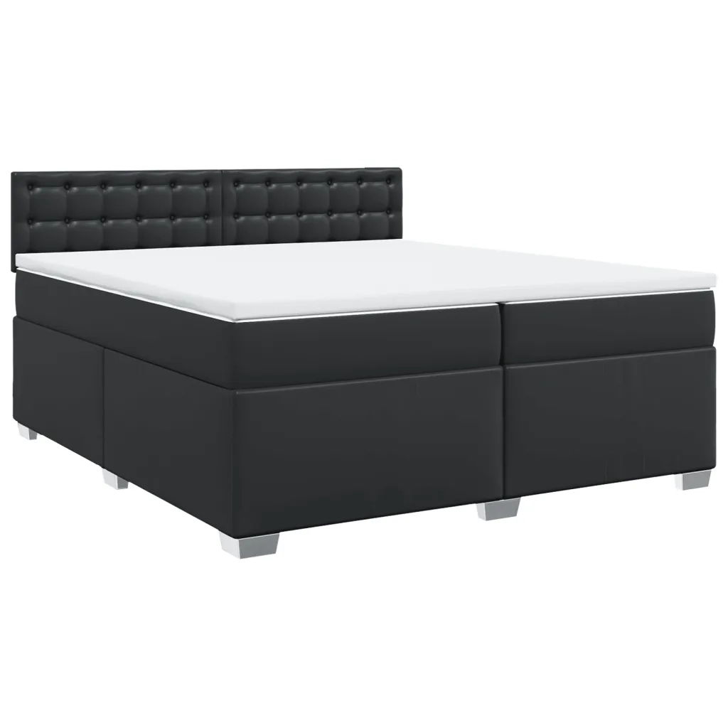 Giroletto a Molle con Materasso Nero 200x200 cm in Similpelle 3288436