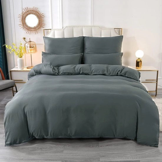 Set di coperte, 135 x 200 cm, grigio, microfibra morbida, set di coperte - 1 coperta con chiusura a righello + 1 cuscini
