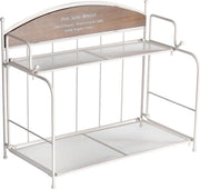 Organizzatore di Cucina a 2 Livelli per Bagno in Metallo e Legno, Opportunità di Ripiegamento, Pannelli di Organizzazione (Bianco)