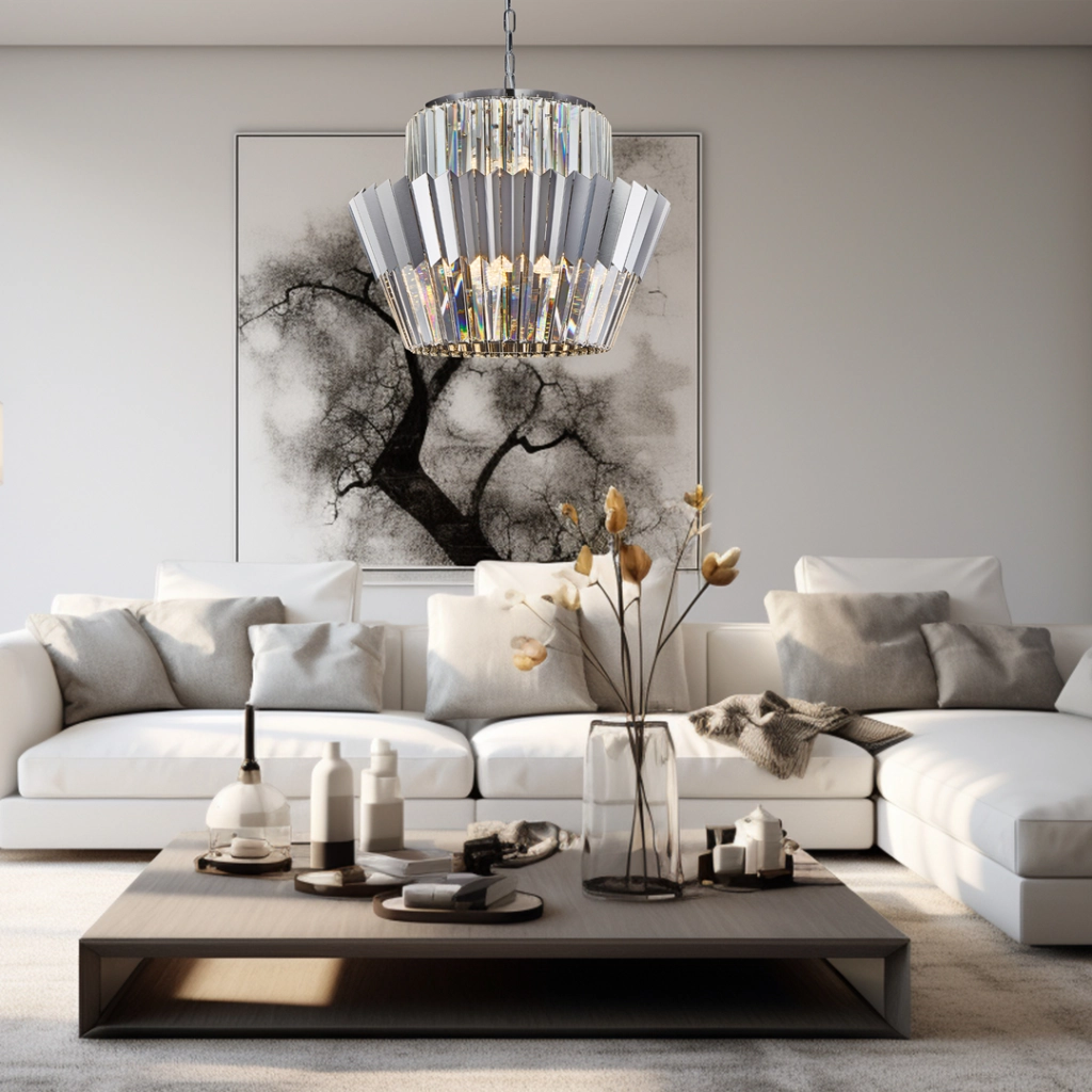Lampadario cristallo Donna cromato glamour 12 luci E14 Milagro