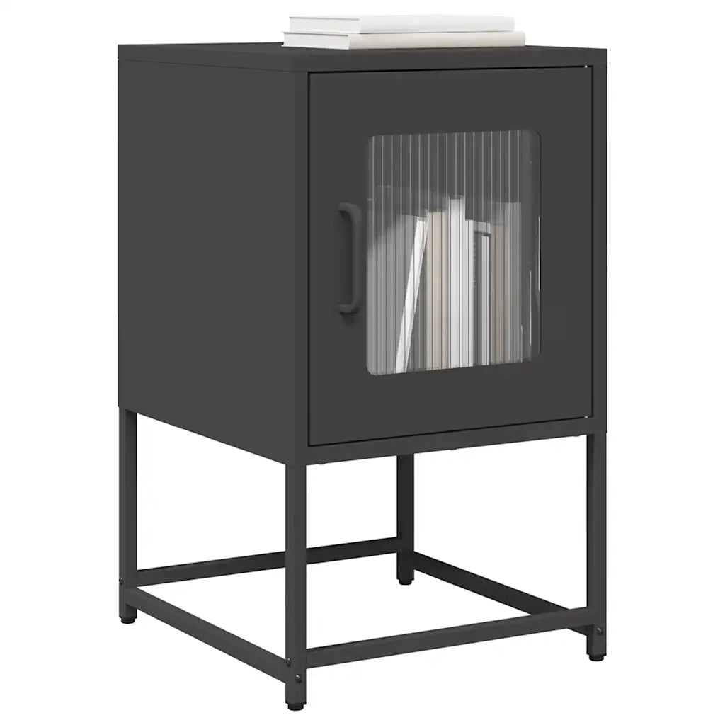 Comodino | Armadio da Notte | Mobiletto da notte Nero 36x39x60,5 cm in Acciaio Laminato a Freddo