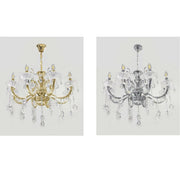 Trade Shop - Lampadario Soffitto 8 Bracci Attacco E14 Pendenti Acrilico Oro Argento A19 -
