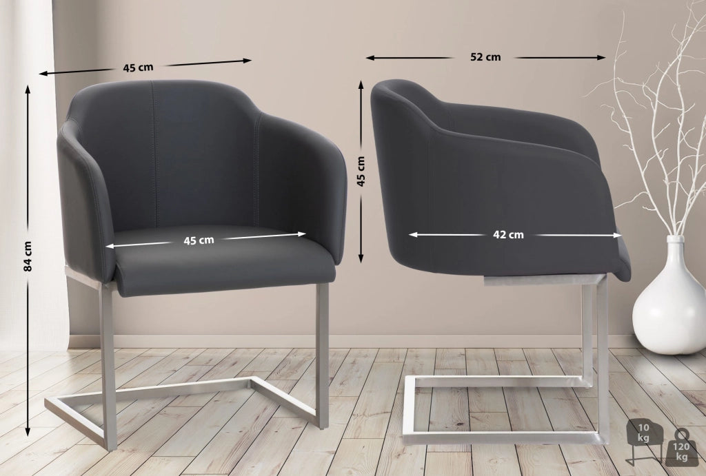 Sedia Magnus in similpelle grigio