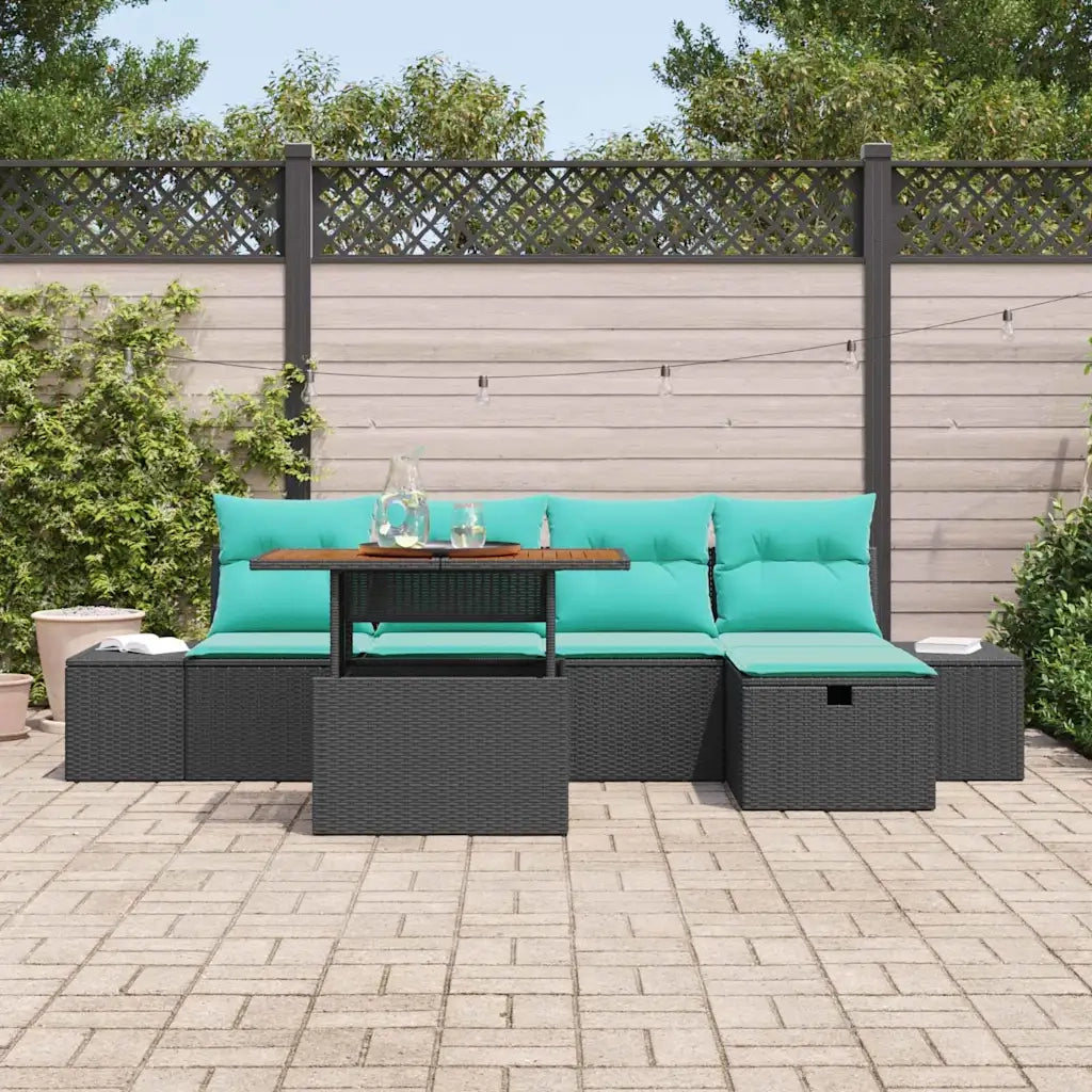 Set Divano da Giardino 6 pz Nero polyrattan 3361382