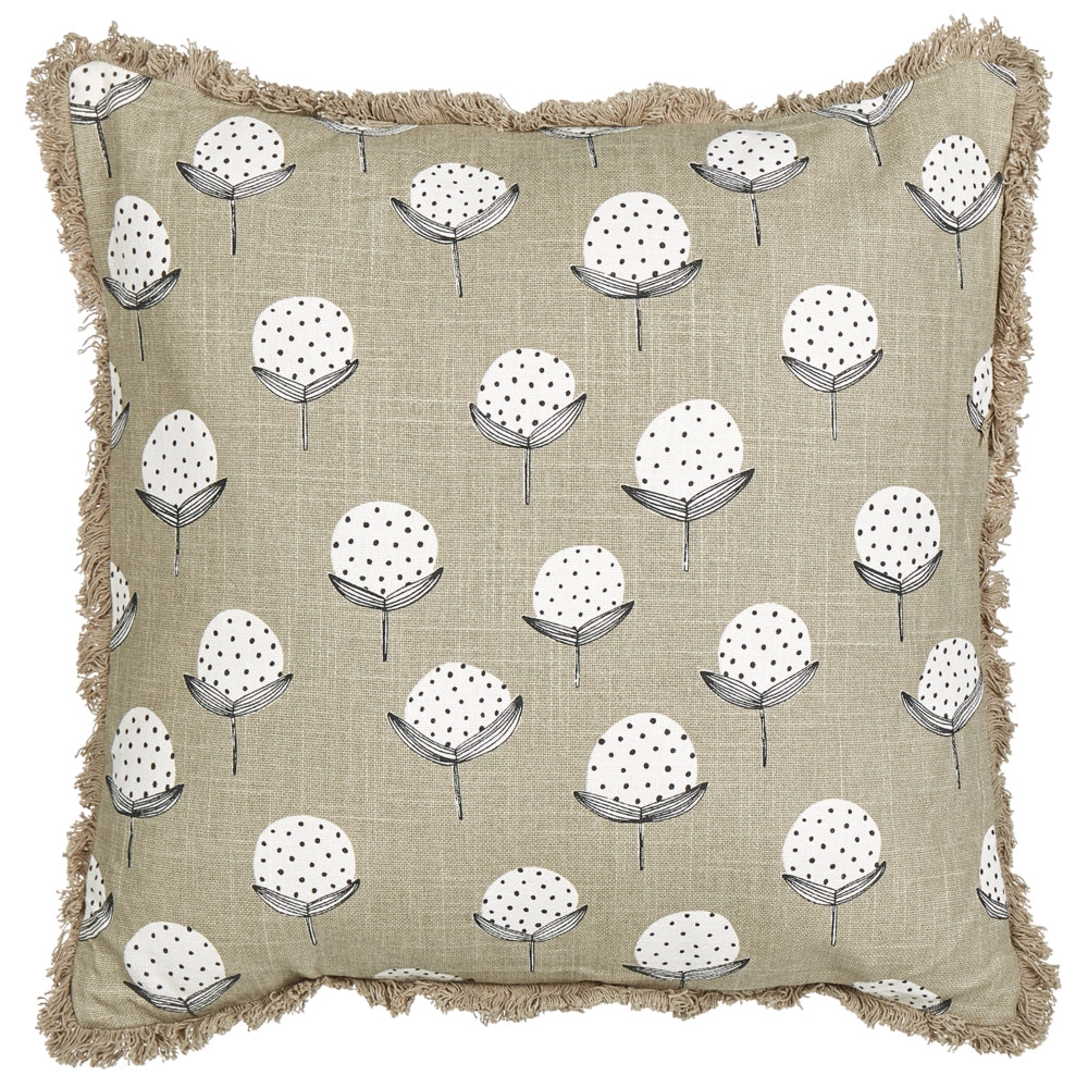 Set di 2 cuscini in cotone beige fatti a mano con stampa floreale quadrati 45 x 45 cm camera da letto soggiorno