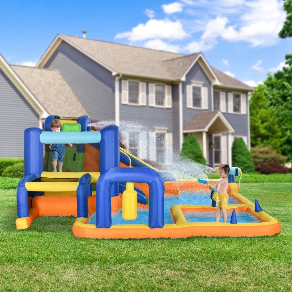 Castello gonfiabile per bambini con scivolo e parete arrampicata ¨C Zephmum ¨C 430x420x200cm multicolore