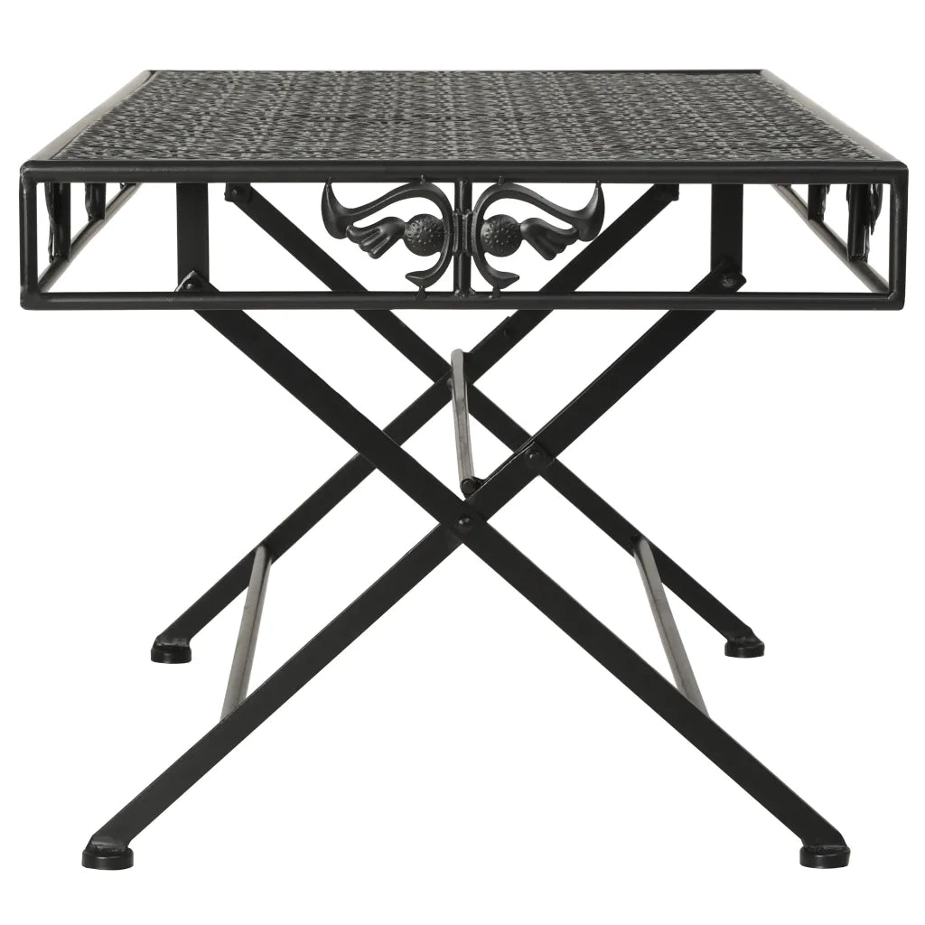 Tavolino da Salotto Pieghevole Vintage Metallo 100x50x45cm Nero 245927