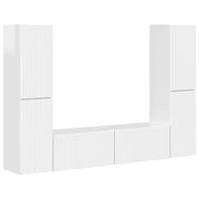Set mobile TV 6 pz | Armadietto TV | Mobile Porta TV Bianco Lucido Legno multistrato
