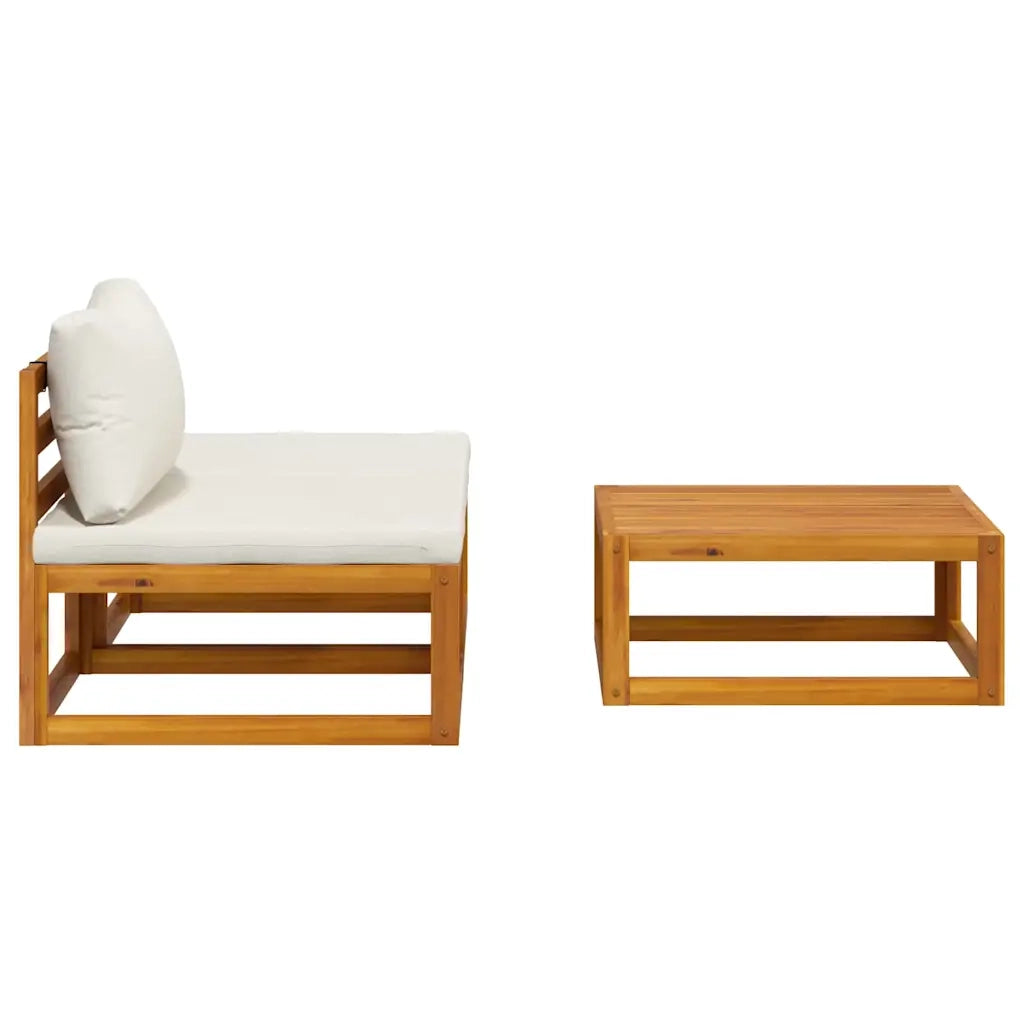 Salotto da Giardino-Set Divani da Giardino 3 pz con Cuscini Crema in Legno Acacia 143501