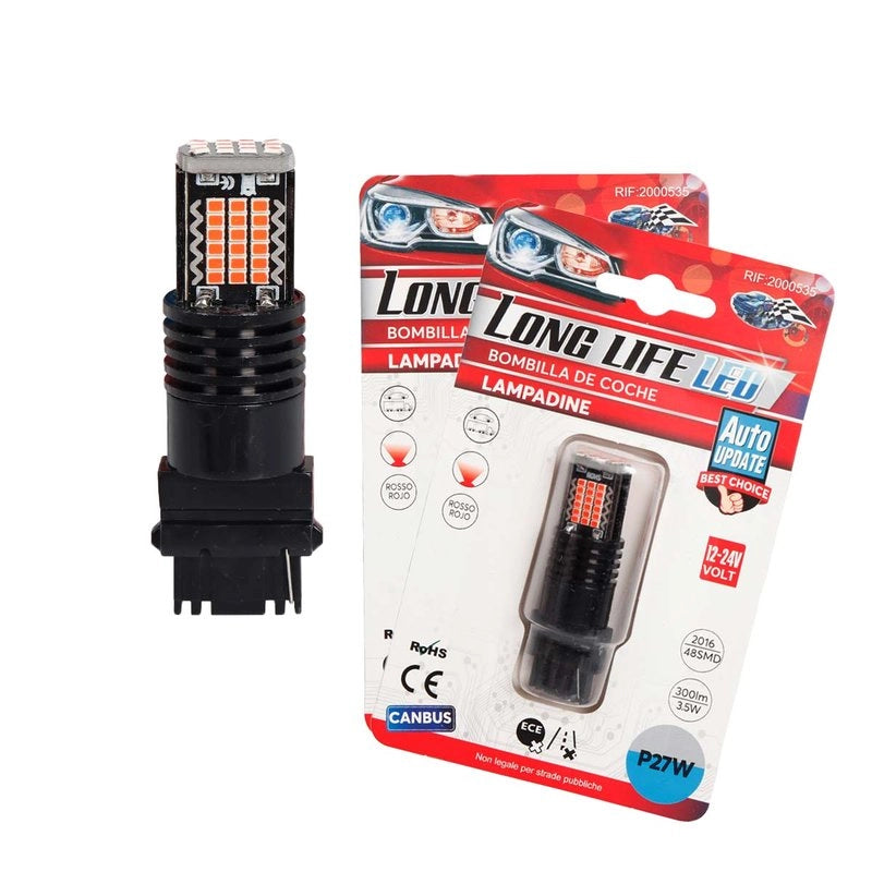 2 Pezzi LED 3157 T25 P27/W 54mm Lampade Auto Camion 12V 24V Canbus 48 SMD 2016 300lm 3.5W Mono Filamento Rosso