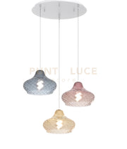 SOSPENSIONE BIANCO 3 LUCI TONDA VETRI (1 X PICCOLO AM + 1 X PICCOLO RU + 1 X PICCOLO ZA) 1191BI-S3 TP-MC