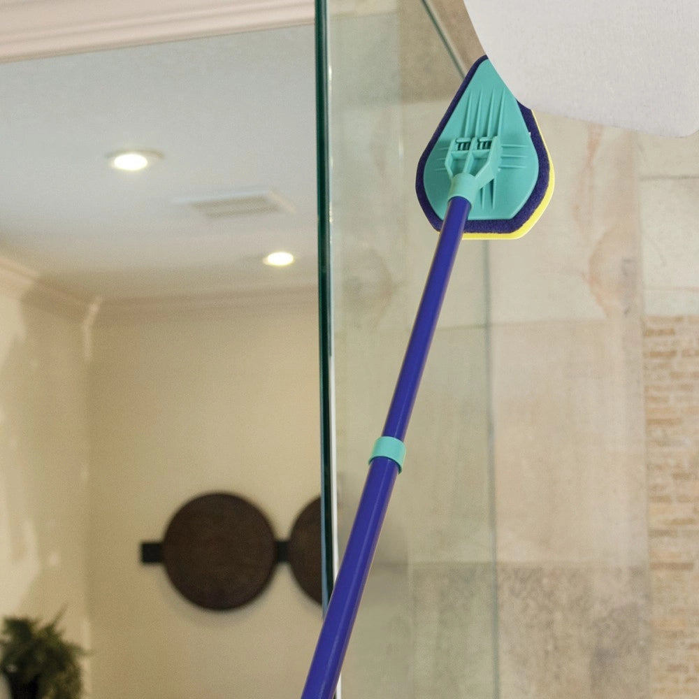Trade Shop - Spazzola Pulisci Piastrelle Finestre Bagni Allungabile 3 In 1 Clean Reach -