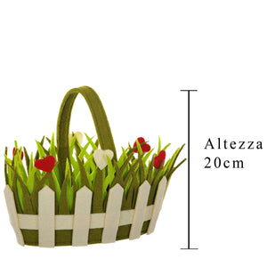 Set 3 Cassette Ovale con Manico e Cuori Larghezza 25 cm