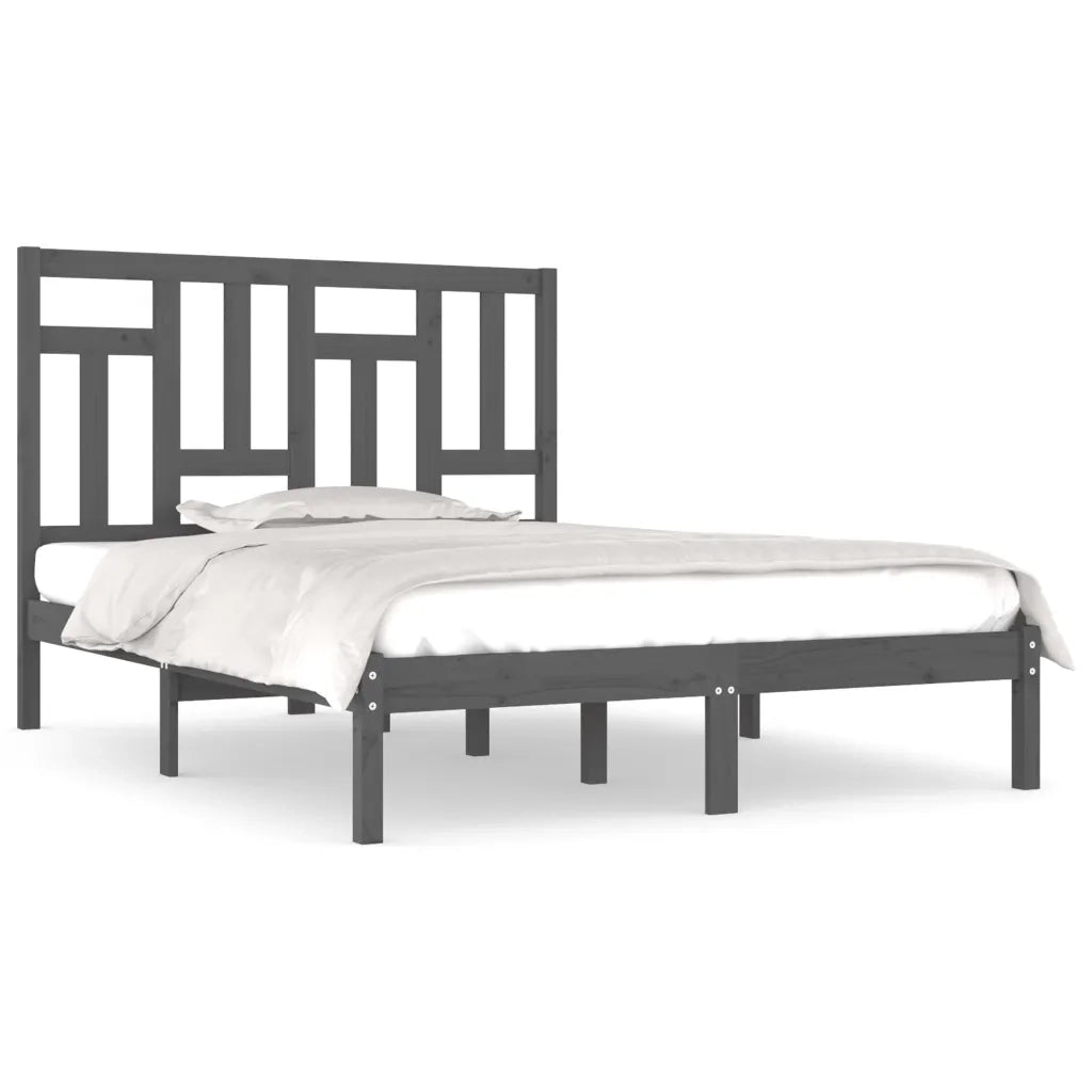 Giroletto-Struttura Letto Grigio in Legno Massello di Pino 200x200 cm 152674