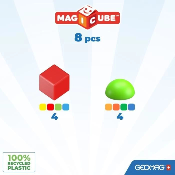 Blocchi magnetici - GEOMAG - Magicube 061 - 8 pezzi - Impilabili - Plastica riciclata