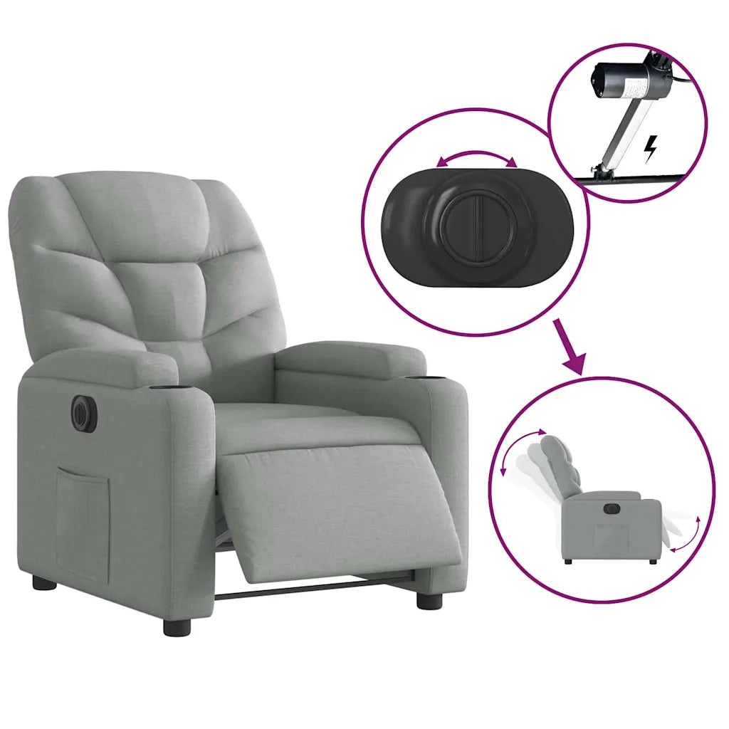 Poltrona Elettrica Reclinabile Grigio Chiaro in Tessuto 3204572
