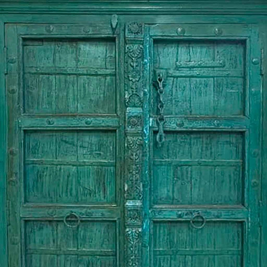 Armadio legno artigianale blu 113x43x193h cm