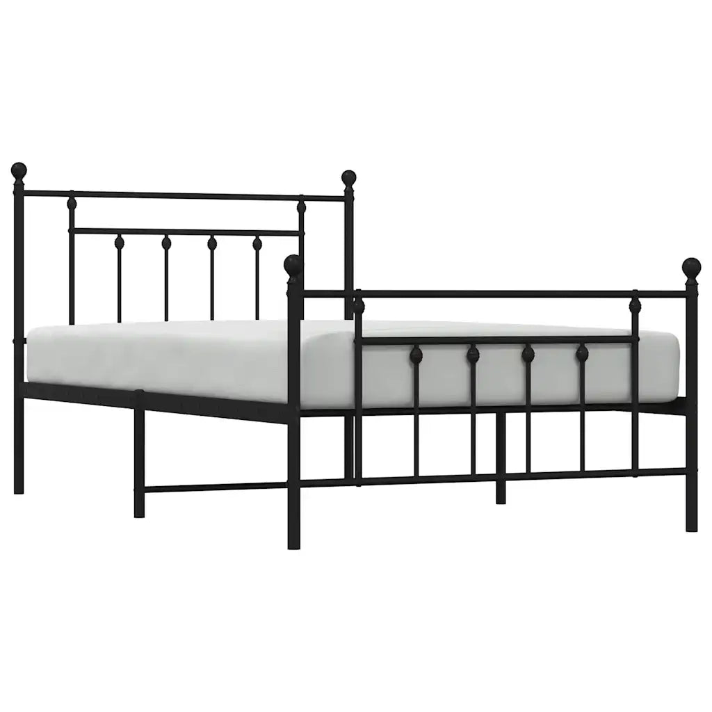 Giroletto con Testiera e Pediera Metallo Nero 100x200 cm 353550