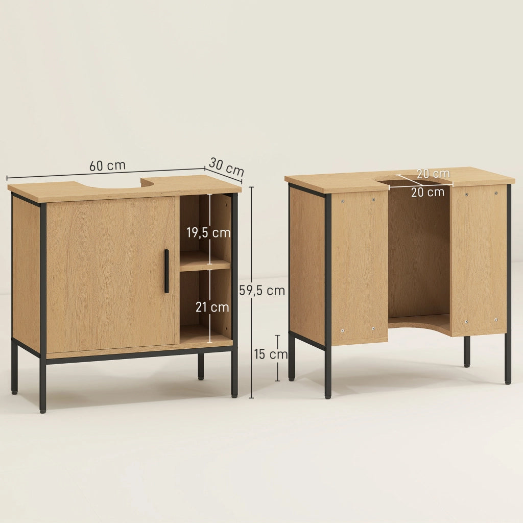 Mobiletto Sottolavabo con Anta e Ripiano Ajustabile ¨C Zephmum ¨C 60x30x59,5 cm Robe Bianco