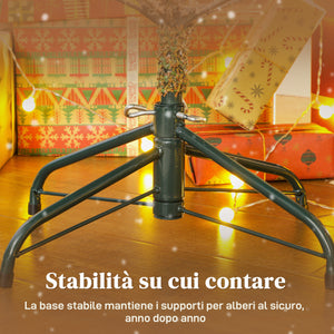 Albero di Natale Innevato Alto 180 cm con 1207 Rami Realistici e Base in Metallo Pieghevole Verde e Bianco