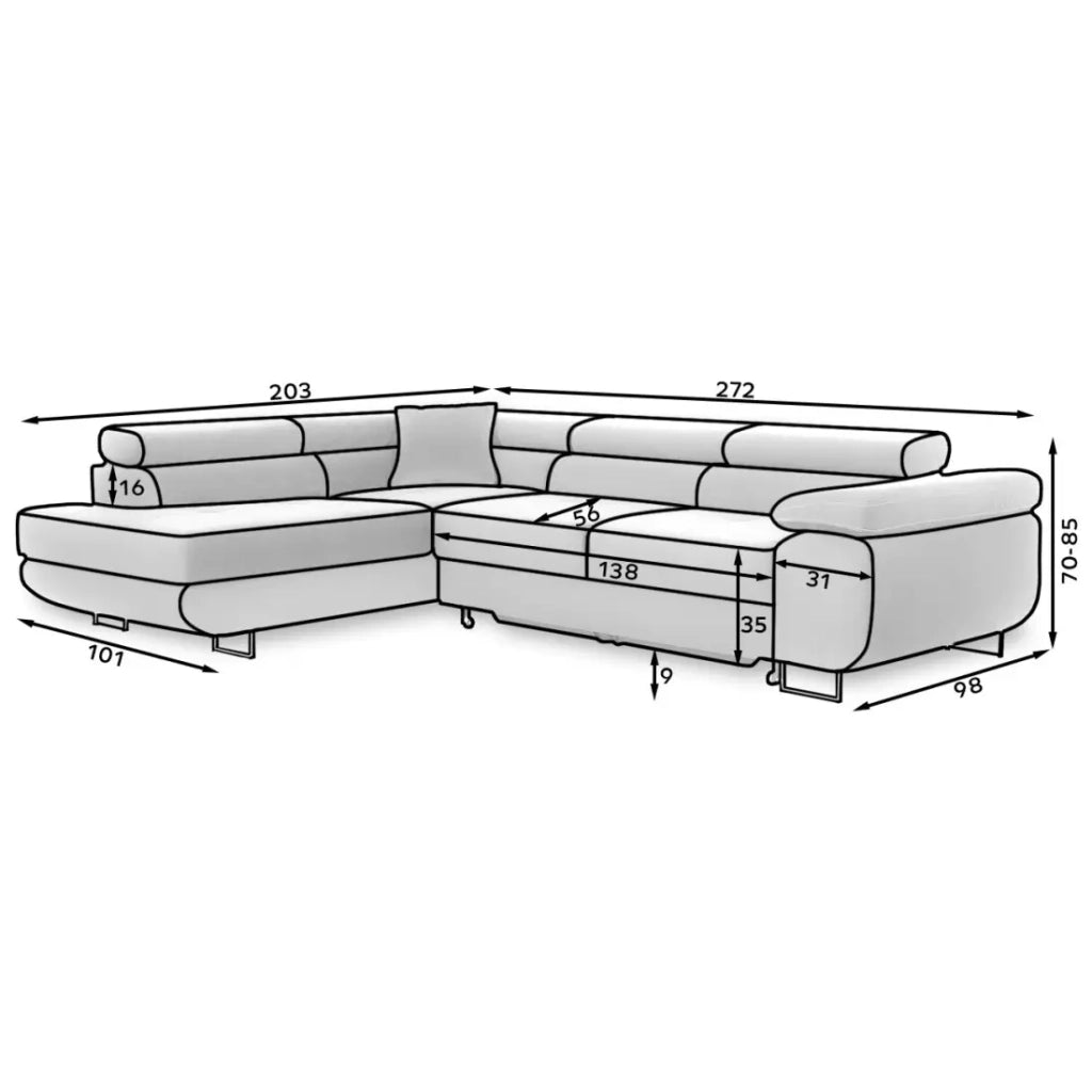 Divano angolare convertibile MENTON beige e marrone bouclé – 4 posti con contenitore