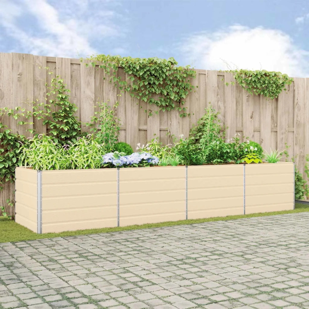 Fioriera | Cassetta per fiori | Vaso Avorio 385 x 100 x 75 cm Acciaio zincato