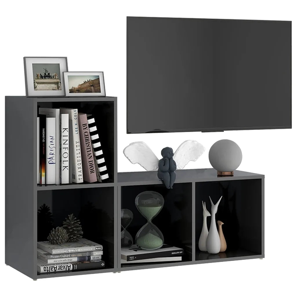 Mobili Porta TV 2 pz Grigio Lucido 72x35x36,5 cm in Truciolato cod mxl 18978