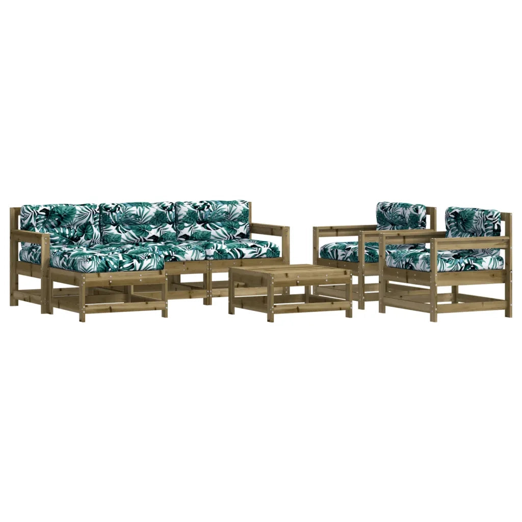 Set Divani da Giardino 7pz con Cuscini Legno Impregnato di Pinocod mxl 101154